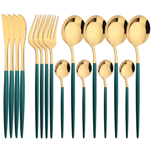 Kitchen Gadgets Green - 16 pezzi di posate in oro